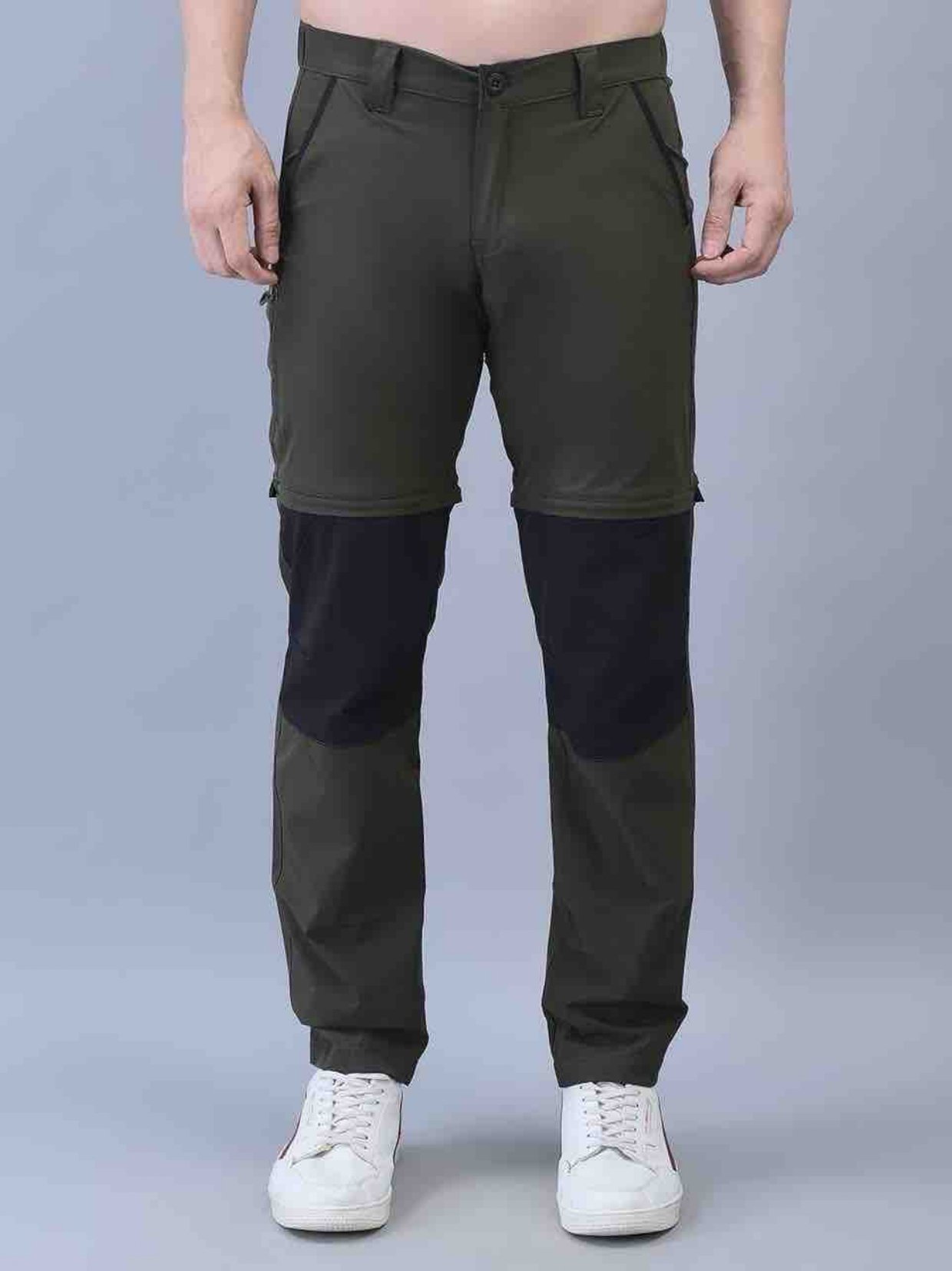 Gren black nylon detachable lycra cargo Trouser Pants for Men's